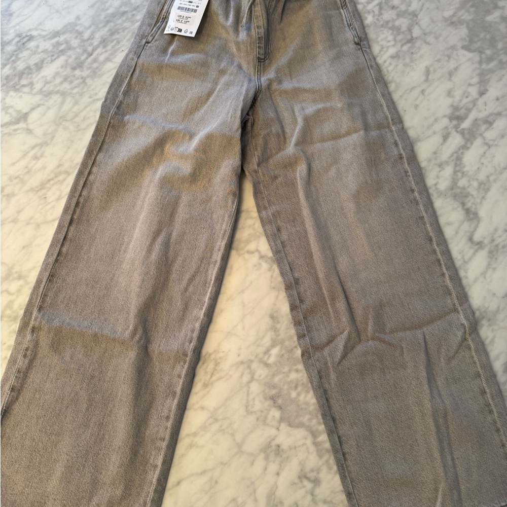 Zara Kids Gray Wide Leg Jeans Brand New